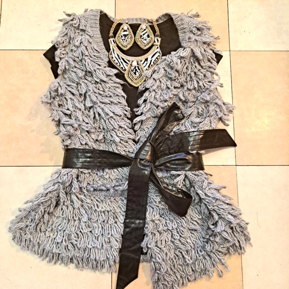 Gray Shaggy Kersh Vest